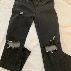 Free People Faded Noir Shredded Knee Skinny Jeans Mall Goth Vintage Y2K- Size 28